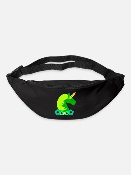licorne verte - Sac banane - noir