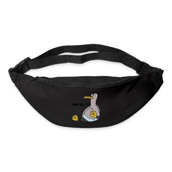 Eine Möwe die schielt und sitzt mit Spruch - Gürteltasche - Schwarz - Vorne