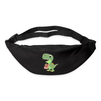 Dinosaurier frisst Klassenbuch für Lehrer Schüler - Gürteltasche - Schwarz - Vorne