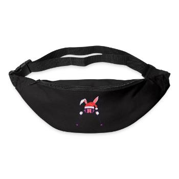 Skihase Skihäschen mit Nikolausmütze und Skistöcke - Gürteltasche - Schwarz - Vorne