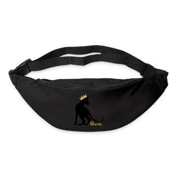 Queen Cat with Crown: OKH, Peterbald, Sphynx - Bum bag - black - Front