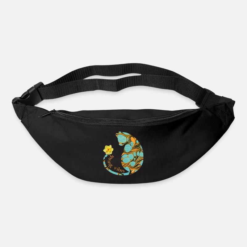 katze mit blume e 204 - Gürteltasche - Schwarz