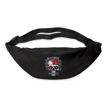 Crâne avec des roses - Sac banane - noir - Devant
