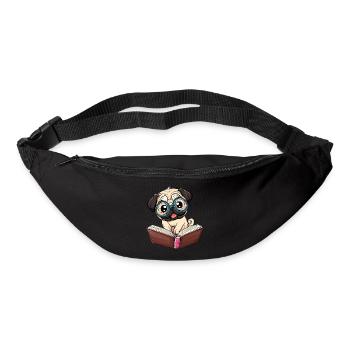 Pug of the bookworm: Bookworm with glasses - Bum bag - black - Front