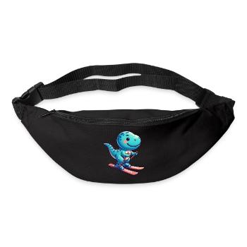 Mignon T-Rex dinosaure et skieur - drôle - Sac banane - noir - Devant