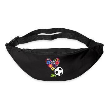 Blumenherz mit Fußball - Gürteltasche - Schwarz - Vorne