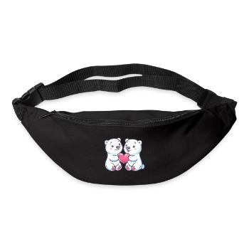 Ours polaire Couple Amour Ours Polaire Saint Valentin - Sac banane - noir - Devant