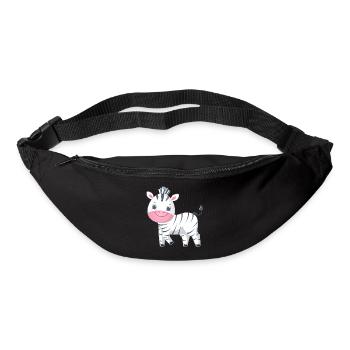 Zebra Familie Mama Baby T-Shirt - Gürteltasche - Schwarz - Vorne