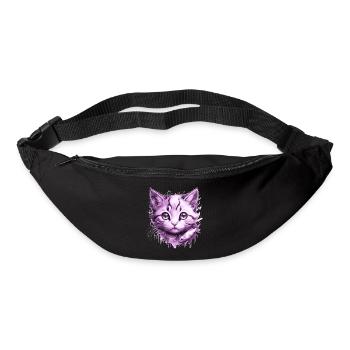 Purple Kitten with fish - Bum bag - black - Front