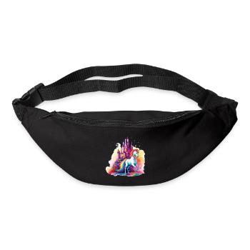 Einhorn Regenbogen Schloss Bunt Magie Fantasie - Gürteltasche - Schwarz - Vorne
