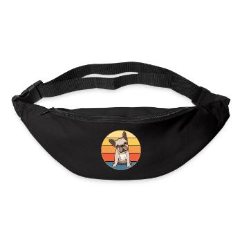 Französische Bulldogge Hunderasse Vintage Retro Sonnenuntergang - Gürteltasche - Schwarz - Vorne