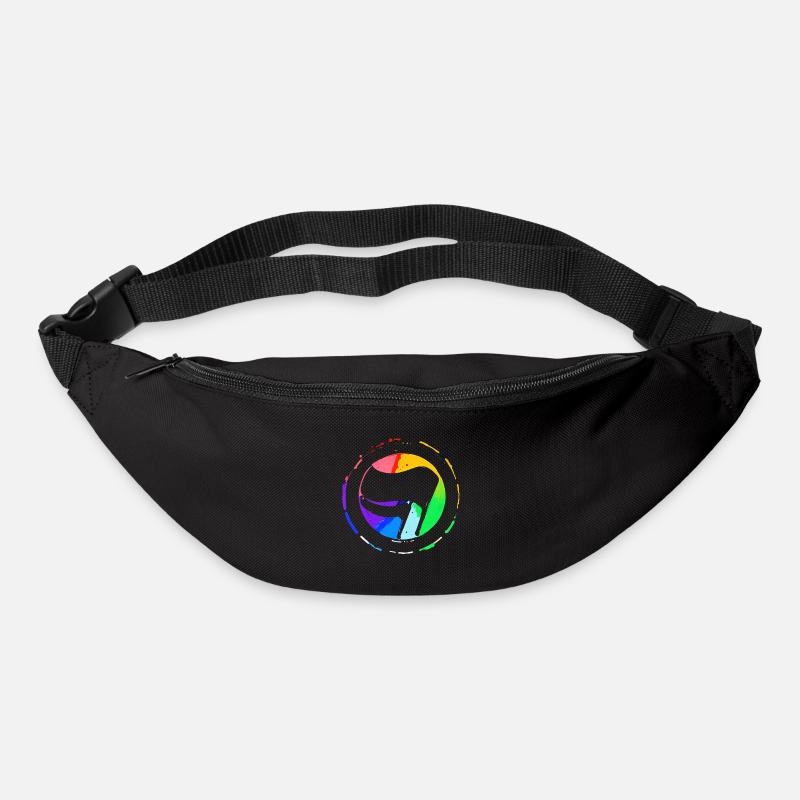 Drapeau antifa arc-en-ciel - Sac banane - noir
