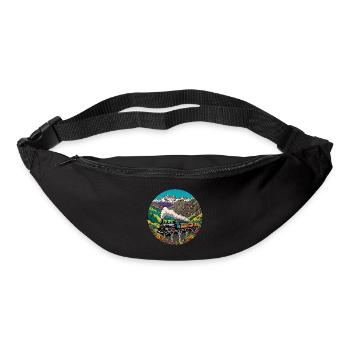 Bunter nostalgischer Eisenbahnzug mit Dampflok - Gürteltasche - Schwarz - Vorne
