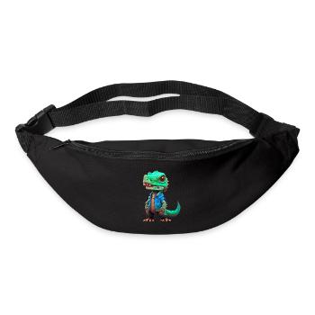 kleiner T-Rex in Jeansjacke - Gürteltasche - Schwarz - Vorne