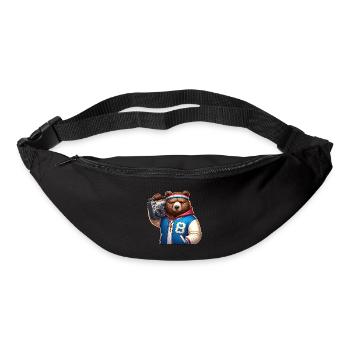 Illustration stylisée d’un ours cool - Sac banane - noir - Devant