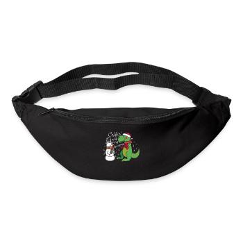 Funny Christmas T-Rex Snowman Dinosaur - Bum bag - black - Front