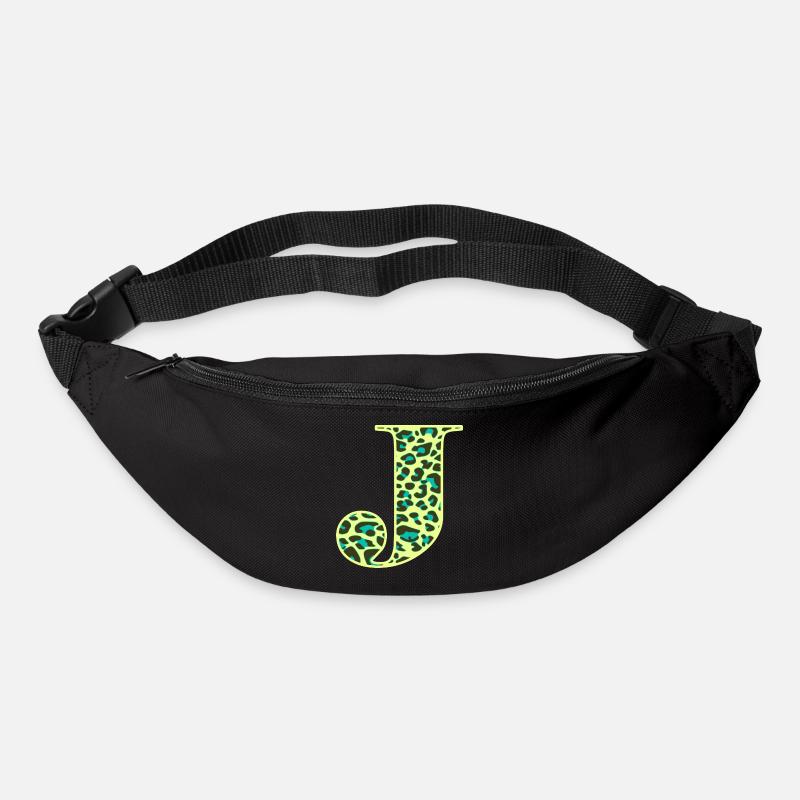 Lettre J initiale lettre initiales Léopard Léo - Sac banane - noir