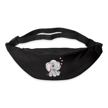 Cartoon lächelnder Elefant mit Herzen - Gürteltasche - Schwarz - Vorne