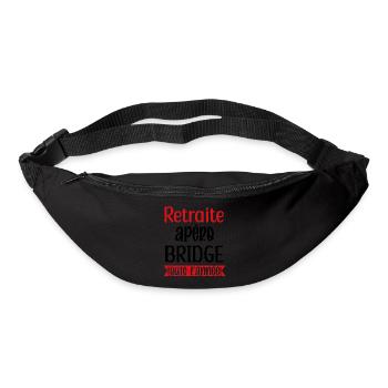 Retraite apéro bridge cadeau femme retraité cartes - Sac banane - noir - Devant