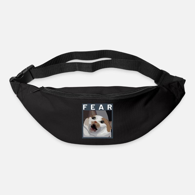 Scared cat Meme Illustration - Bum bag - black