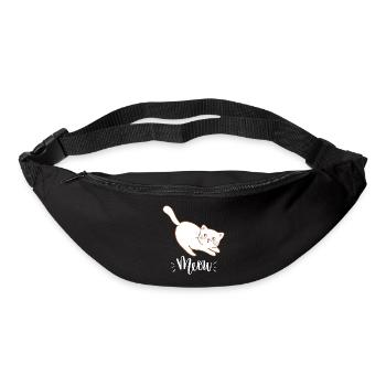 Cute Kawaii Funny Cat Saying Meow - Bum bag - black - Front
