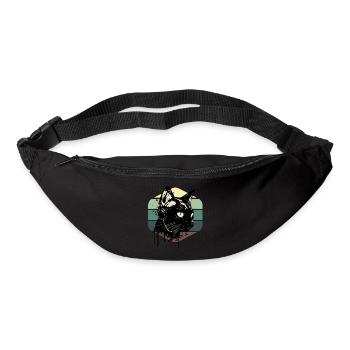 Cat Wearing Headphones | cat wearing earphones - Bum bag - black - Front