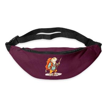 Rat-taupe comme randonneur avec bâton et sac à dos - Sac banane - bordeaux  - Devant