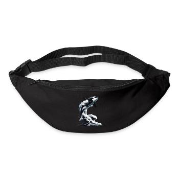 Ein Orca, der in einen Wellenozean springt - Gürteltasche - Schwarz - Vorne
