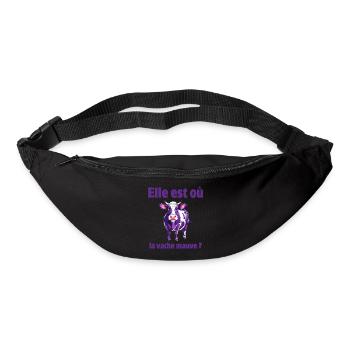 vache, vache humour, vache mauve - Sac banane - noir - Devant