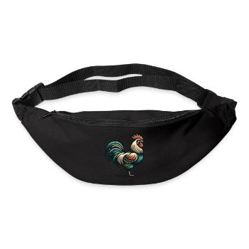 Rustikaler Hahnencharme - Gürteltasche - Schwarz - Vorne