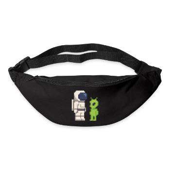 Pixel Astronaut rencontre Alien - Sac banane - noir - Devant