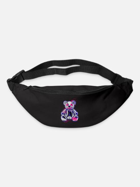 Gothic Teddy Bär mit Graffiti Neon Look - Gürteltasche - Schwarz