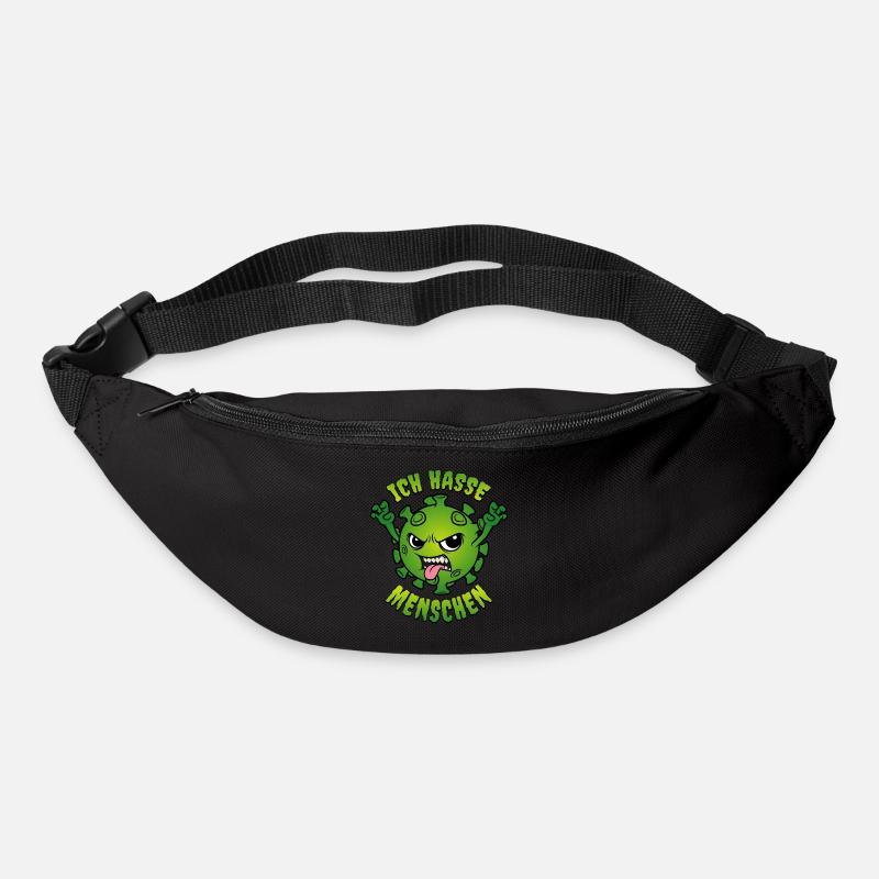 Corona Virus Spruch Ich hasse Menschen - Gürteltasche - Schwarz