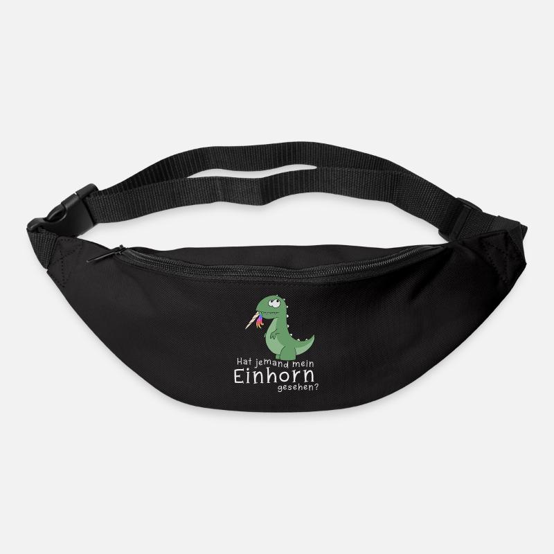 Dino T-Rex frisst Einhorn lustiges Geschenk - Gürteltasche - Schwarz