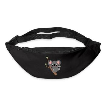 koala kawaii avec bébé nouveau-né - Sac banane - noir - Devant