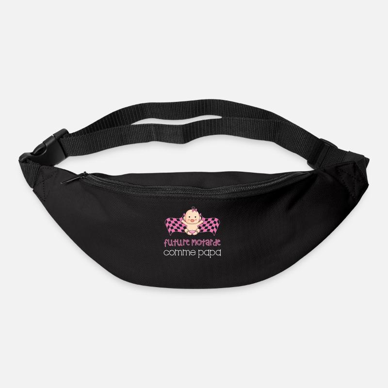 Future motarde comme papa drapeau rose bébé fille - Sac banane - noir