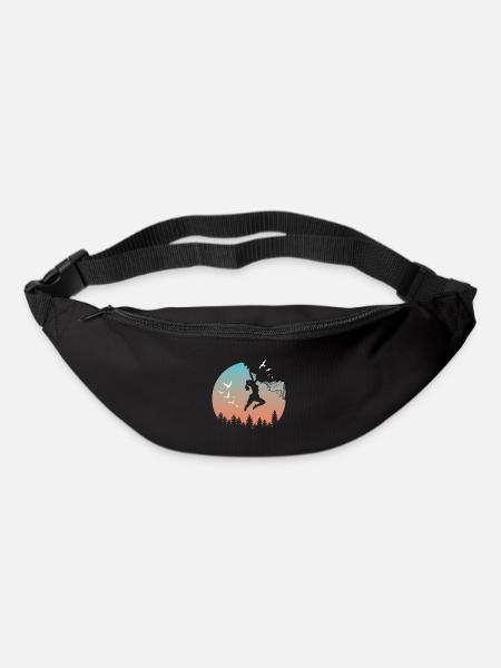 Silhouette d’escalade Alpiniste Nature au coucher de soleil - Sac banane - noir