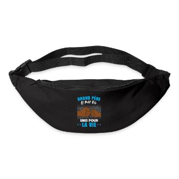 Papy et petit fils unis pour la vie fête des papy - Sac banane - noir - Devant