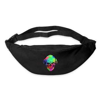 FUNNY HALLOWEEN RAINBOW SKULL AND HEADPHONE - Bum bag - black - Front