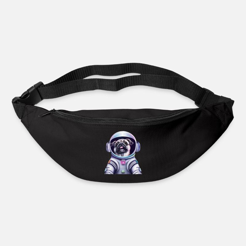 Mops Hund im Raumanzug Lustige Geschenkidee - Gürteltasche - Schwarz