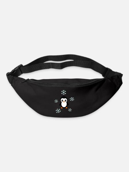 Pingouin dans la neige Flocon de neige Noël - Sac banane - noir