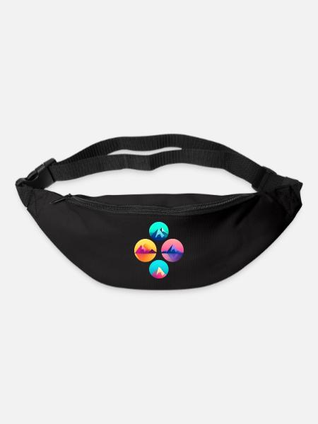 Mountain Landscape Geometric Art - Bum bag - black