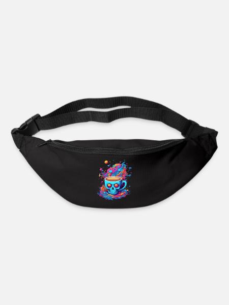 Mystische Totenkopf Tasse, Bunter Totenkopf - Gürteltasche - Schwarz