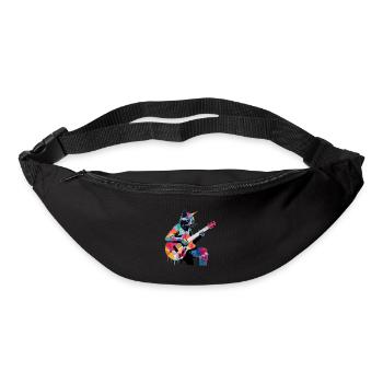 Cat joue de la guitare - Sac banane - noir - Devant
