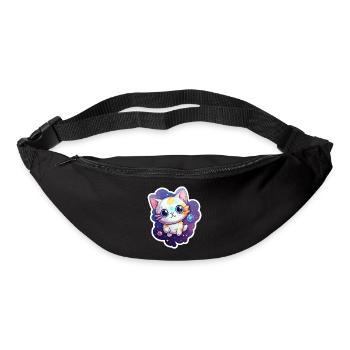 Cute cartoonish kitty floating in space - Bum bag - black - Front
