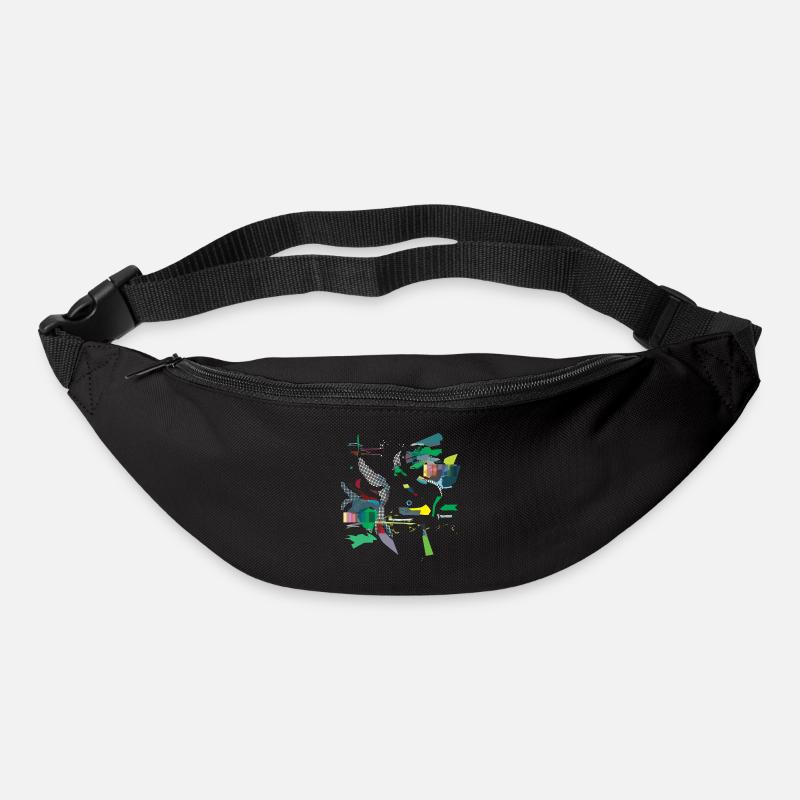 « Oiseau coloré » en vert - Sac banane - noir