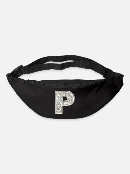 P, letter, letter P, initial, initial P, monogram, - Bum bag - black