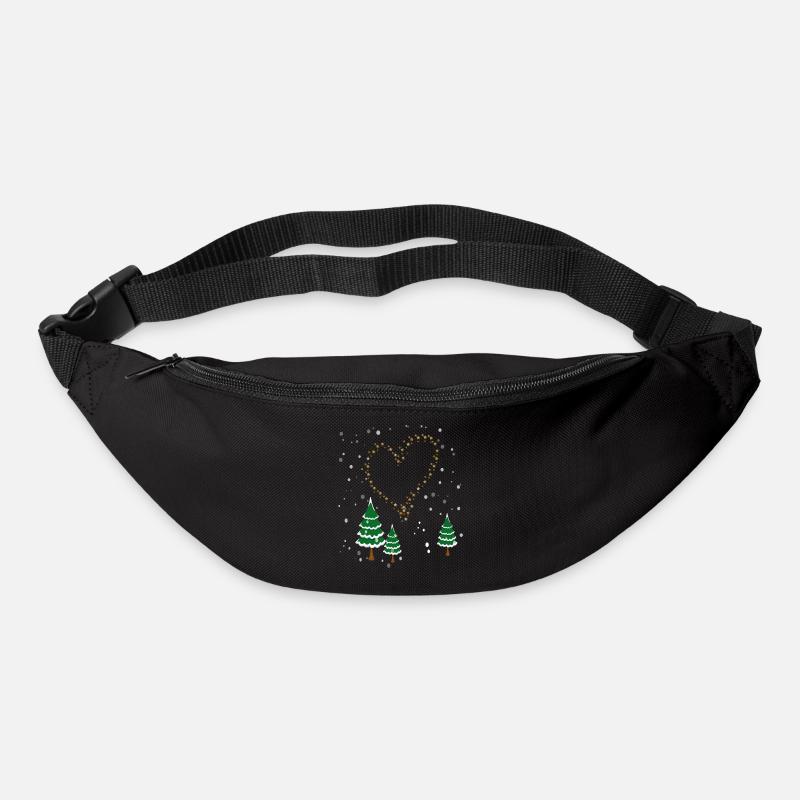 Winterwald Herz Sterne - Gürteltasche - Schwarz