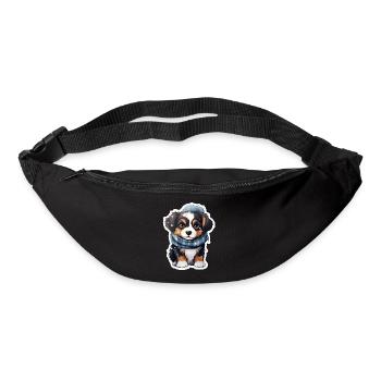 Chiot Bouvier bernois en hiver - Sac banane - noir - Devant