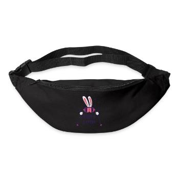 Happy Easter from Skiing Rabbit with ski poles - Bum bag - black - Front